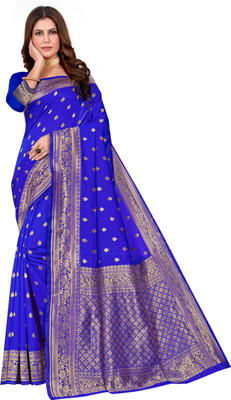 DHAYNAAND REEWA FASHION Woven Banarasi Jacquard Saree(Blue)