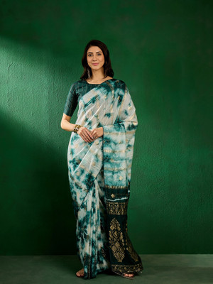 RK Creation Printed Bollywood Cotton Linen Saree(Green)