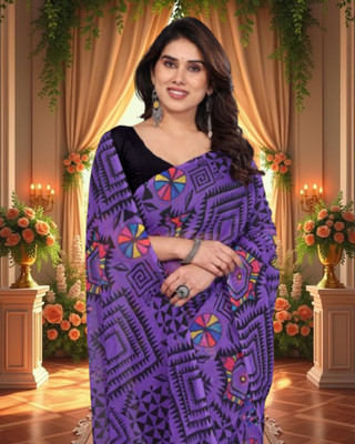 Jayu Digital Print Bollywood Georgette Saree(Purple)
