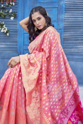 ARIYA PRINTS Self Design, Floral Print, Embellished Kanjivaram Pure Silk Saree(Pink)