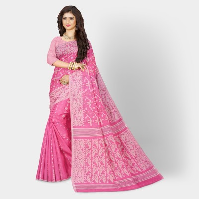 Mayabi Woven Jamdani Cotton Silk Saree(Pink)