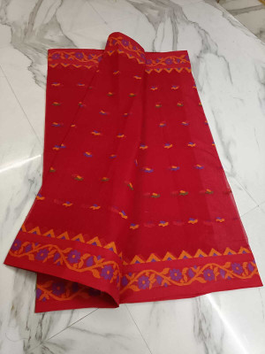 Kanokanjoli Woven Jamdani Handloom Cotton Blend Saree(Multicolor)