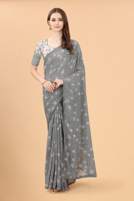 Shatanuvart Export Self Design Bollywood Silk Blend Saree(Grey)