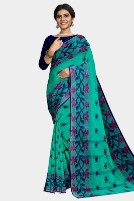 SANVISAREE Woven Tant Pure Cotton Saree(Light Blue)