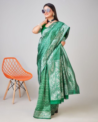 Aadvika Woven Kanjivaram Jacquard Saree(Green)