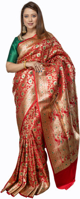 angosree Woven Banarasi Silk Blend Saree(Multicolor)