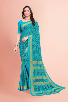 Vimla Printed Daily Wear Crepe Saree(Light Blue)