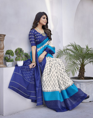 YASHIKA Printed Daily Wear Art Silk Saree(Blue)