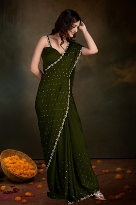 Bhojal Creation Embellished Bollywood Pure Silk, Art Silk Saree(Light Green)