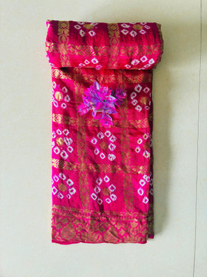 Rohit Designer Printed Bandhani Art Silk Saree(Pink)