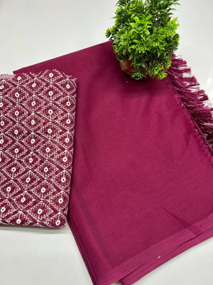 Vijayhanuman Embroidered, Solid/Plain Daily Wear Georgette Saree(Purple)