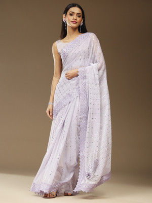 Divastri Embellished Bollywood Lycra Blend Saree(Purple)