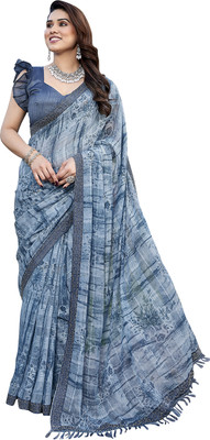 Priyashi Printed Bollywood Georgette, Satin Saree(Grey)