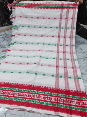 LYANNA Woven, Solid/Plain Assam Silk Handloom Cotton Silk Saree(Multicolor, White)