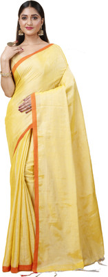 DipDiya Self Design Handloom Cotton Blend Saree(Yellow)
