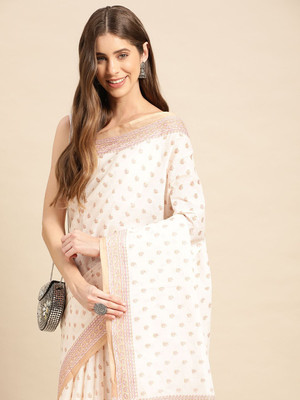SHANVIKA Printed Daily Wear Pure Cotton Saree(Beige)