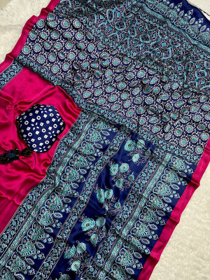 NavinyaVastra Printed Bollywood Silk Blend Saree(Pink)