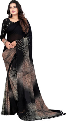 Leelavati Printed Bollywood Georgette Saree(Black)