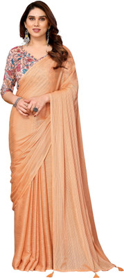 UDANI ENTERPRISE Self Design Bollywood Polyester Saree(Orange)