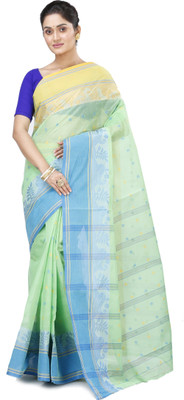 DipDiya Self Design Tant Pure Cotton Saree(Multicolor)