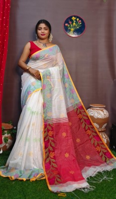 Sia Saree Bazaar Printed Handloom Cotton Silk Saree(Red)