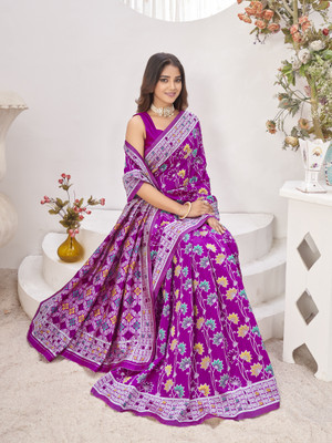 Sariya Woven Banarasi Jacquard, Silk Blend Saree(Magenta)