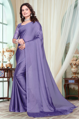 CLICKTHEMALL Self Design, Solid/Plain Bollywood Georgette Saree(Purple)
