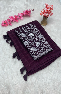 shrijamyaham Embroidered Bollywood Georgette Saree(Purple)