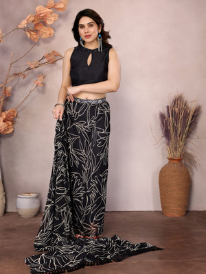 Moda Rapido Printed Daily Wear Georgette Saree(Black)