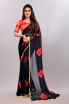 Apnisha Printed Leheria Chiffon Saree(Red)