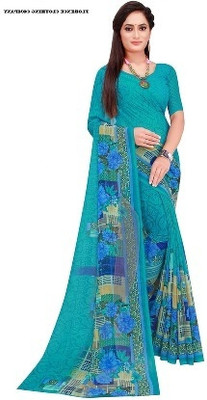 Saadhvi Self Design Bollywood Georgette Saree(Blue)