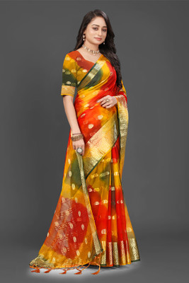 Aarunika AF Printed Bollywood Organza Saree(Multicolor)