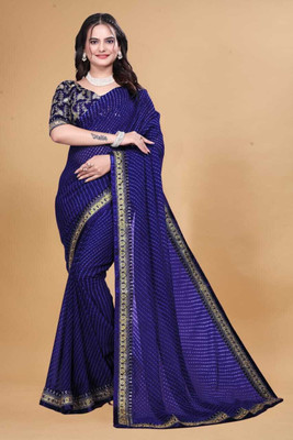 Damru trendz Digital Print Bollywood Georgette Saree(Blue)
