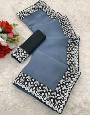 OKTAT Dyed Bollywood Georgette Saree(Grey)