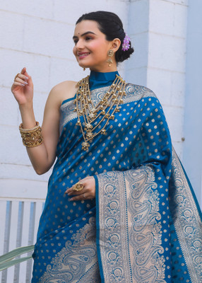 COSBILA FASHION Woven Banarasi Silk Blend Saree(Multicolor)