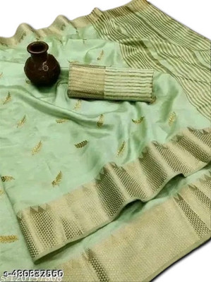 GOGAJI COLLECTION Printed Assam Silk Cotton Silk Saree(Green)