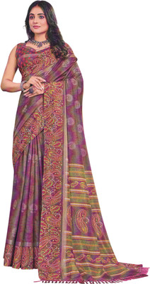 Hanvi Fashions Floral Print Handloom Chiffon Saree(Pink)