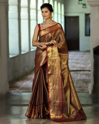 Dujjan Silk Emporium Woven Banarasi Art Silk Saree(Maroon)