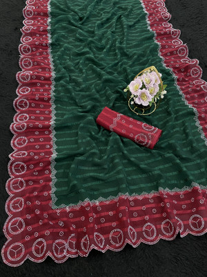 ZOYAL ENTERPRISE Printed Bollywood Georgette Saree(Maroon, Green)