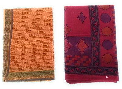 RAJ DARBAR Embroidered Bhagalpuri Cotton Jute Saree(Pack of 2, Multicolor)