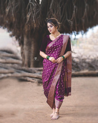CENTURY CREATION Printed Banarasi Art Silk Saree(Purple)
