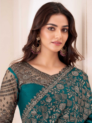 Sareemall Embellished Bollywood Chiffon Saree(Green)