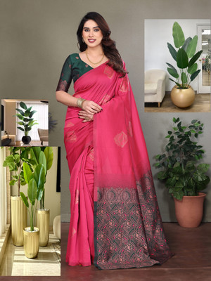 JEEMONJA Woven, Self Design Kanjivaram Pure Silk, Art Silk Saree(Pink)