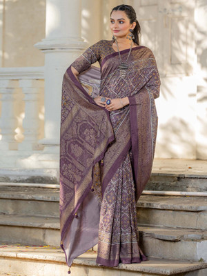 Tasrika Printed Chinnalapattu Viscose Rayon Saree(Maroon)