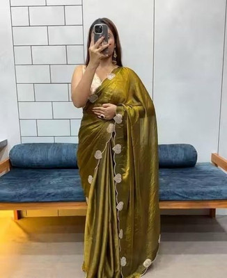 chandutextile Embellished, Self Design Assam Silk Silk Blend Saree(Gold)