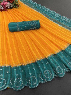 ZOYAL ENTERPRISE Printed Bollywood Georgette Saree(Light Blue)