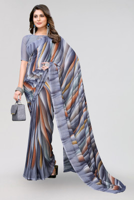 Nirvaan Printed Bollywood Georgette Saree(Grey)