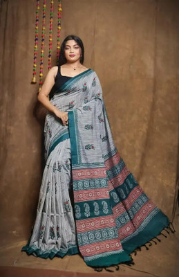 DUGGE FASHION Printed Sambalpuri Pure Cotton Saree(Multicolor)