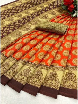 Saadhvi Digital Print Daily Wear Georgette Saree(Pack of 2, Orange)