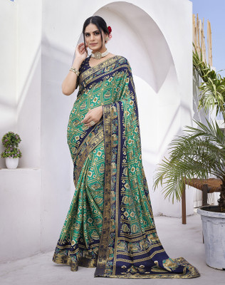 YASHIKA Printed Bollywood Tussar Silk Saree(Blue)